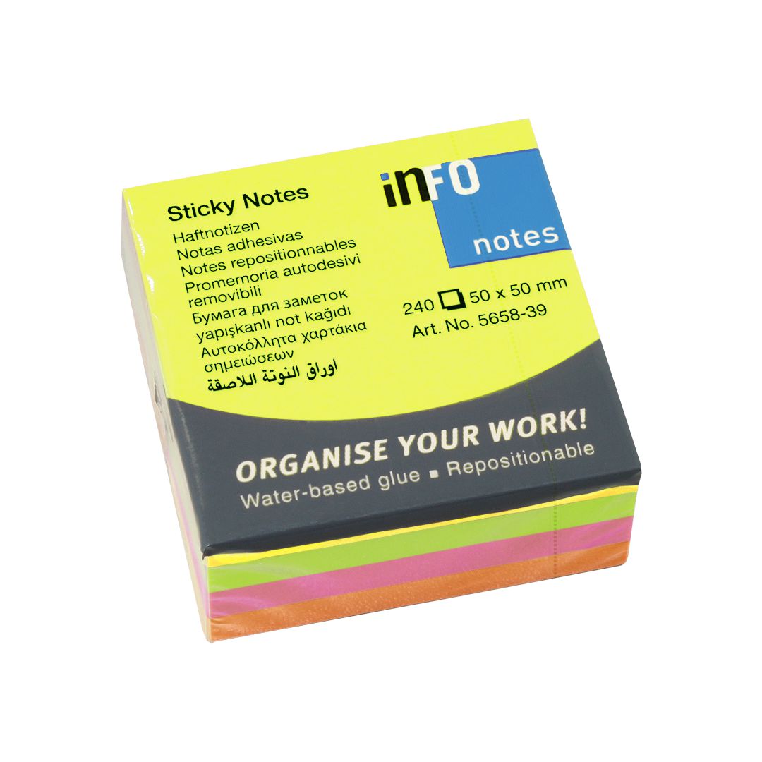 Notes INFO NOTES kub 50x50mm neon