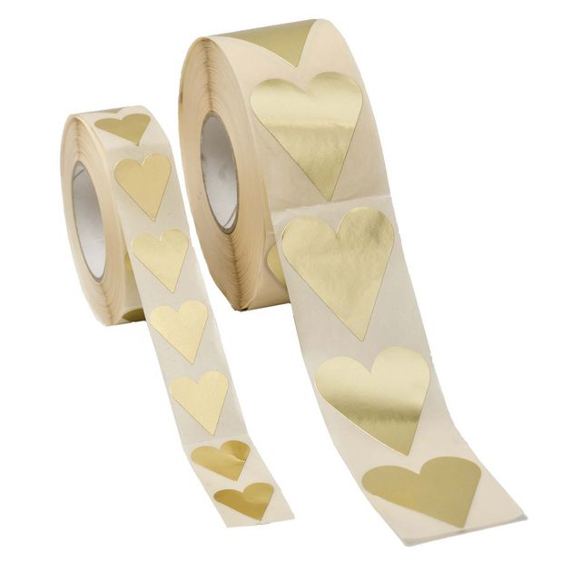 Etikett hjärta guld 40x48mm 1000/rl