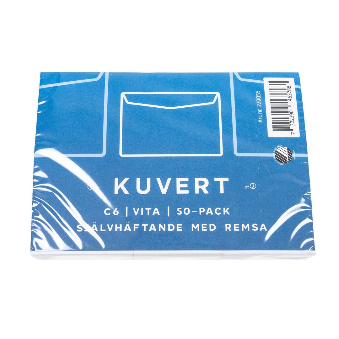 Kuvert konsument C6 80g remsa vit 50/fp