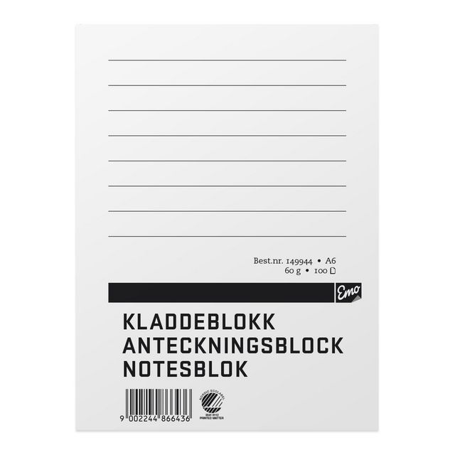 Anteckningsblock A6 100 blad TF linjerat