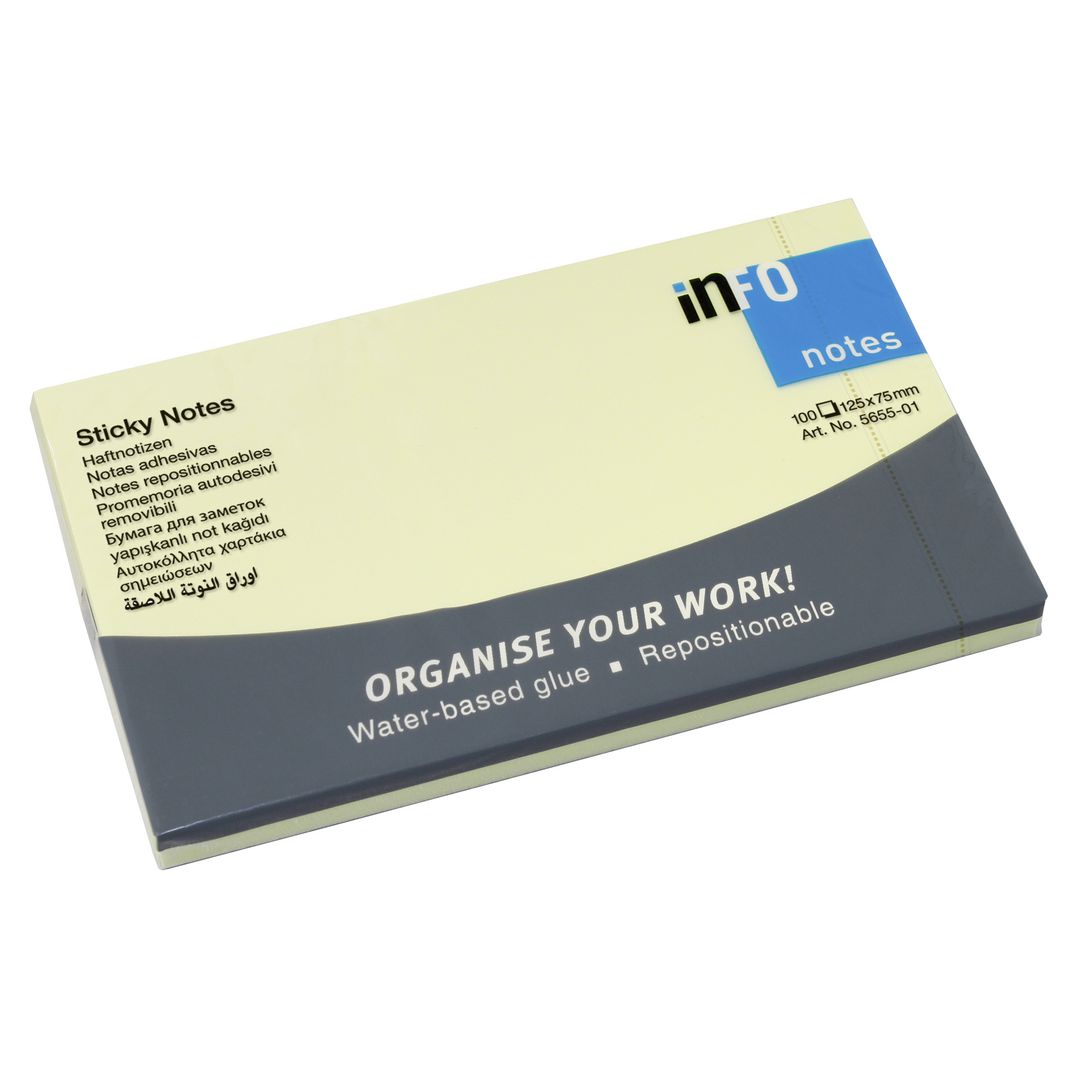 Notes INFO NOTES 75x125mm gul (12 pack)