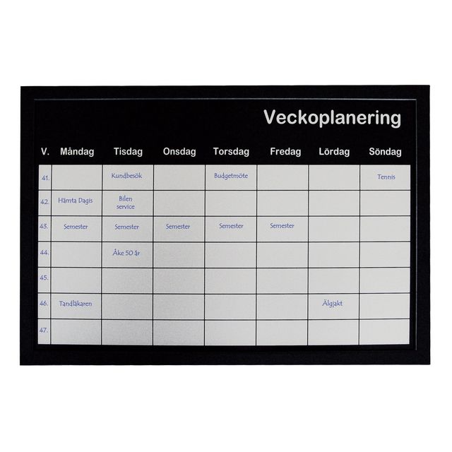 Tavla veckoplanering 60x40cm silver