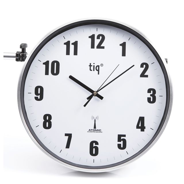 Väggur TIQ radiokontrollerat Ø38cm silv