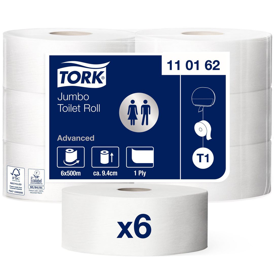 Toalettpapper TORK Uni T1 1-lag 500m (6 pack)