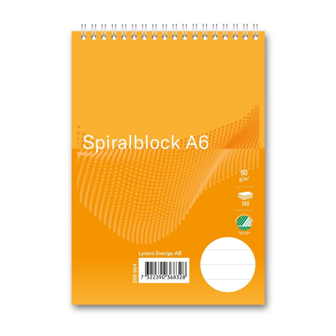 Spiralblock FORMAT A6 60g 100bl linj (10 pack)