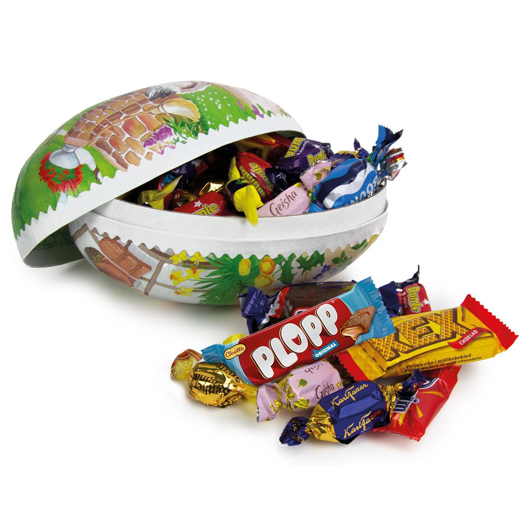 Påskägg 18cm inslaget godis 500g