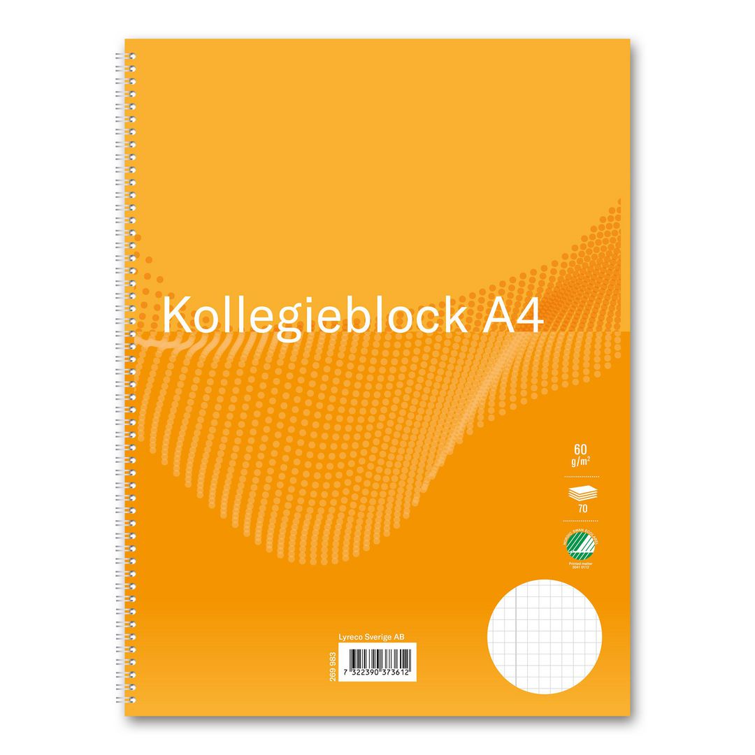 Kollegieblock FW A4 60g 70bl rut gul (5 pack)