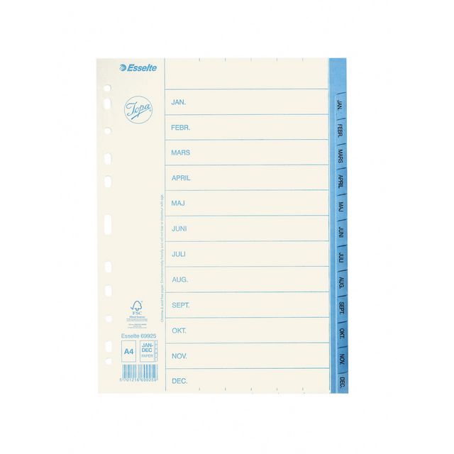 Pappersregister Jopa A4 jan-dec (10 pack)