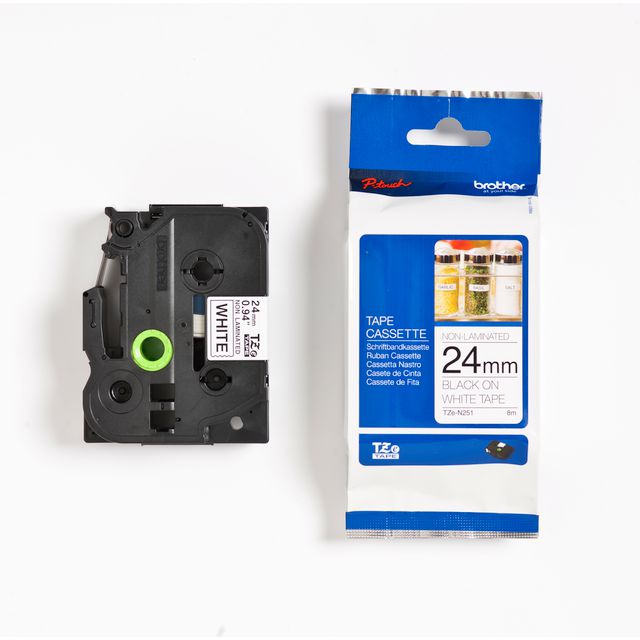 Tape Brother TZEN251 24mm svart på vit