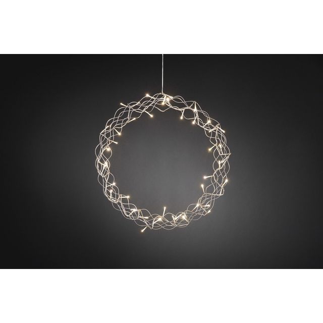 Krans metall 48 varmvit LED 45cm silver