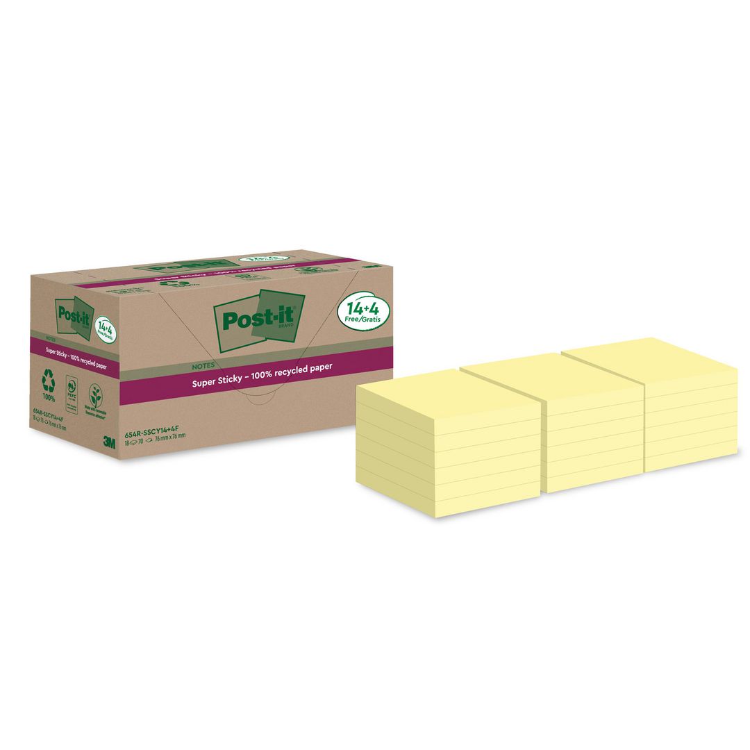Notes Post-It SS 76x76mm rec gul 18/fp