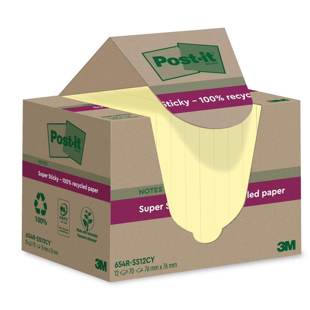 Notes Post-It SS 76x76mm rec gul 12/fp