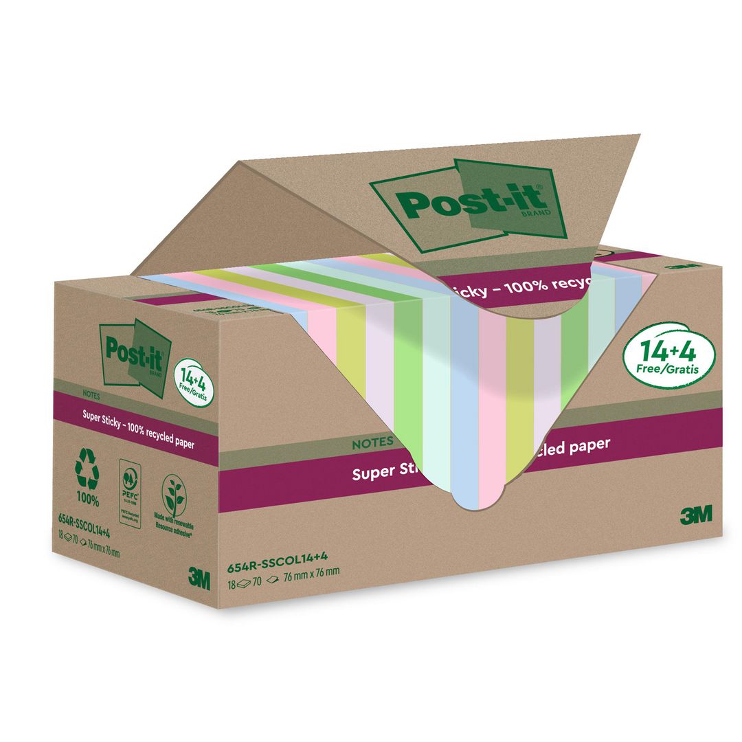 Notes Post-It SS 76x76mm re sort.f 18/fp