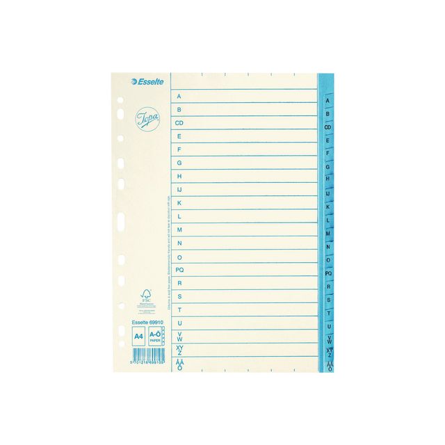Pappregister Jopa A4 A-Ö vit/blå (10 pack)