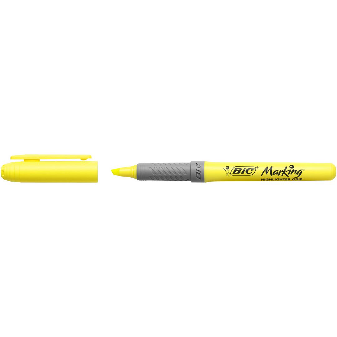 Överstrykningspenna Bic Grip Gul (12 pack)
