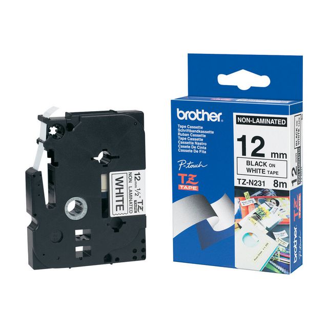 Tape Brother TZEN231 12mm svart på vit