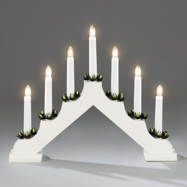 Elljusstake 7 ljus 39x32cm trä vit