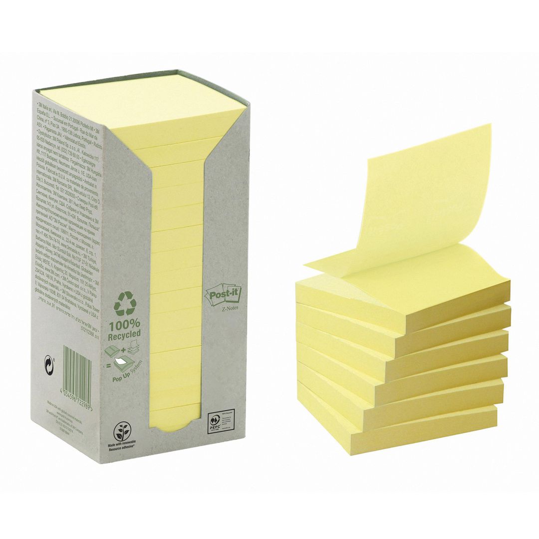 Notes POST-IT Z-block rec 76x76gul 16/fp