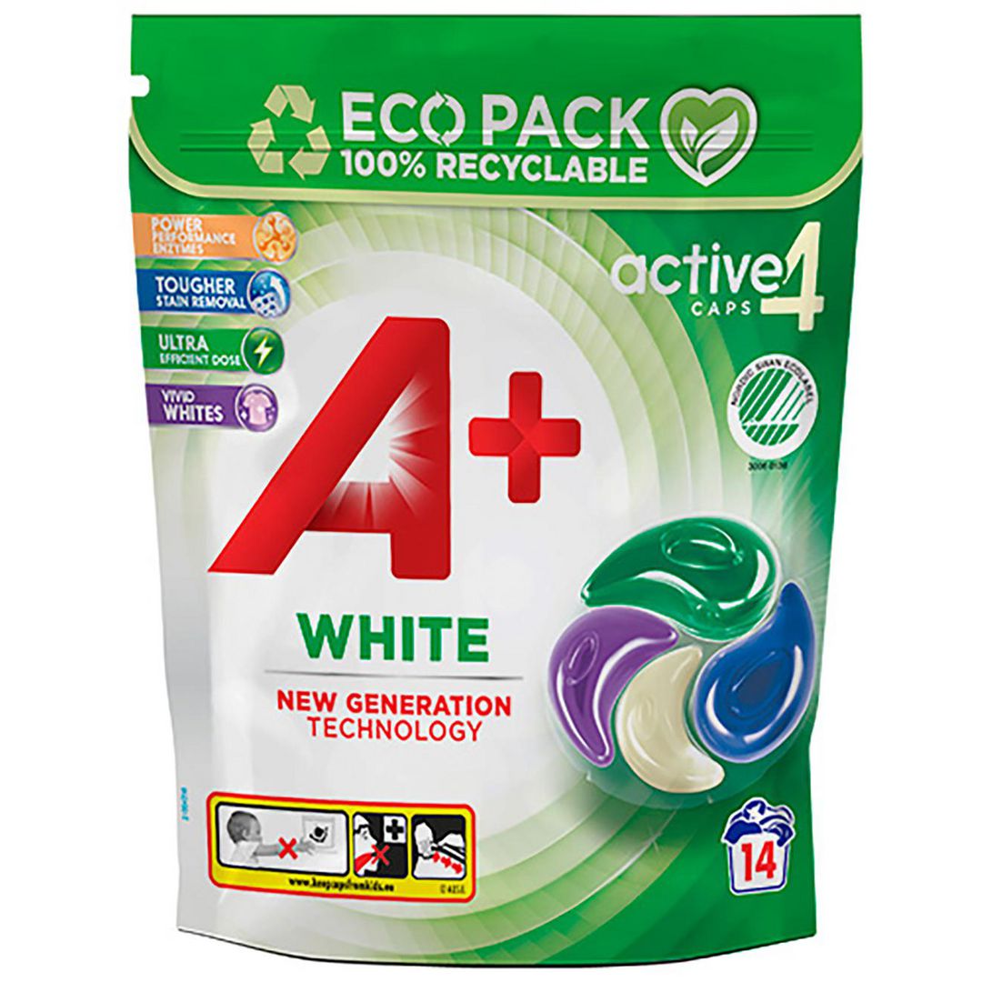 Tvättkapslar A+ White Active4 14/fp
