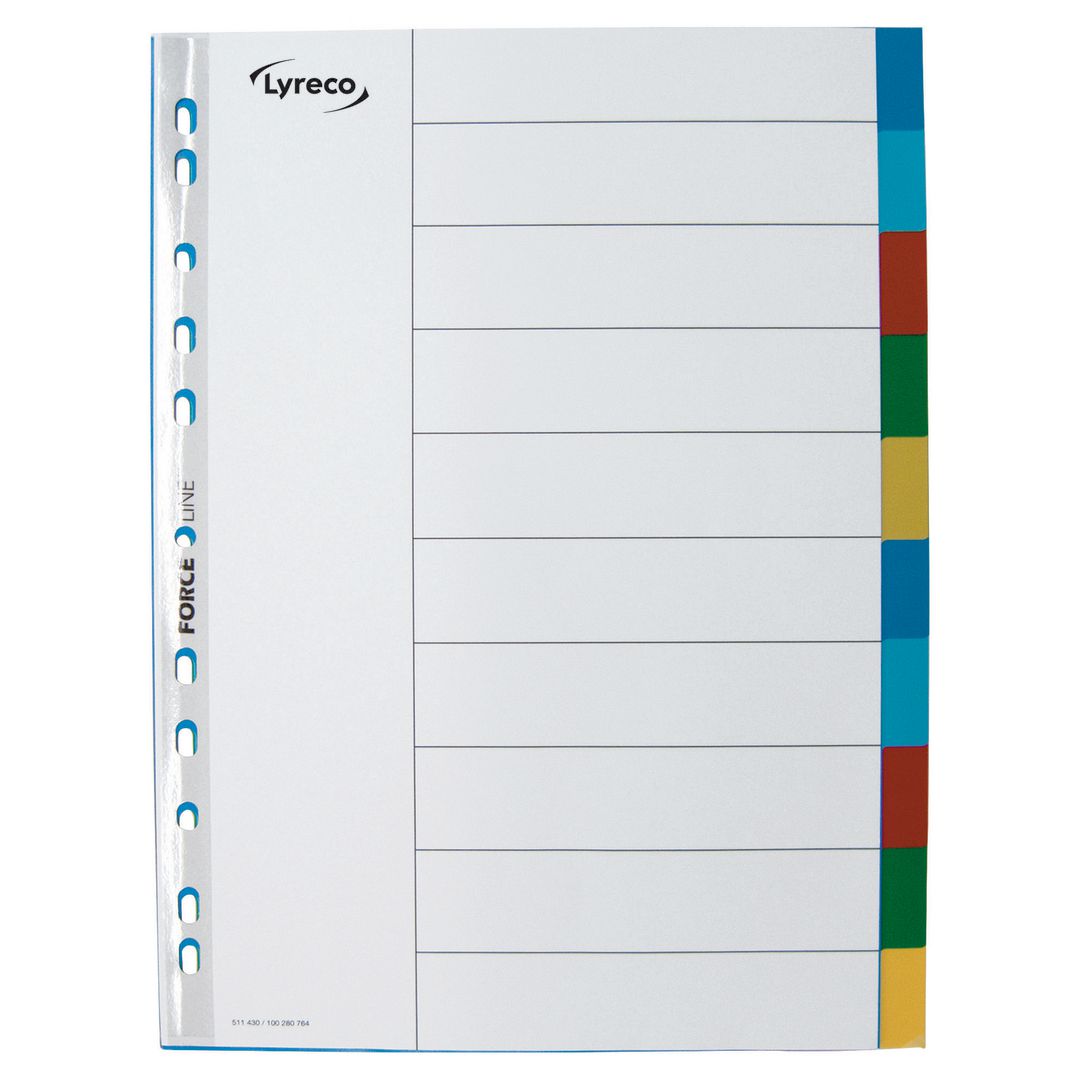 Plastregister Lyreco A4+ PP 10-flik färg