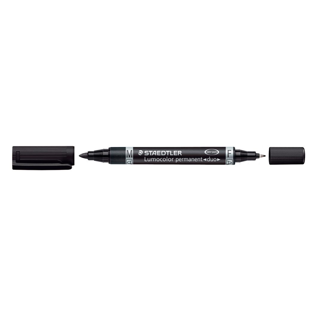 Märkpenna LUMOCOLOR DUO perm. F M svart