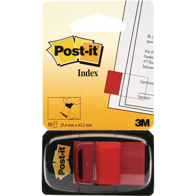 Index Post-It 25,4x43,2mm röd 50/fp (12 pack)