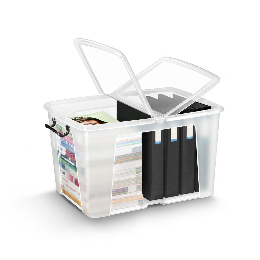 Plastlåda STRATA 65L klar med lock PP