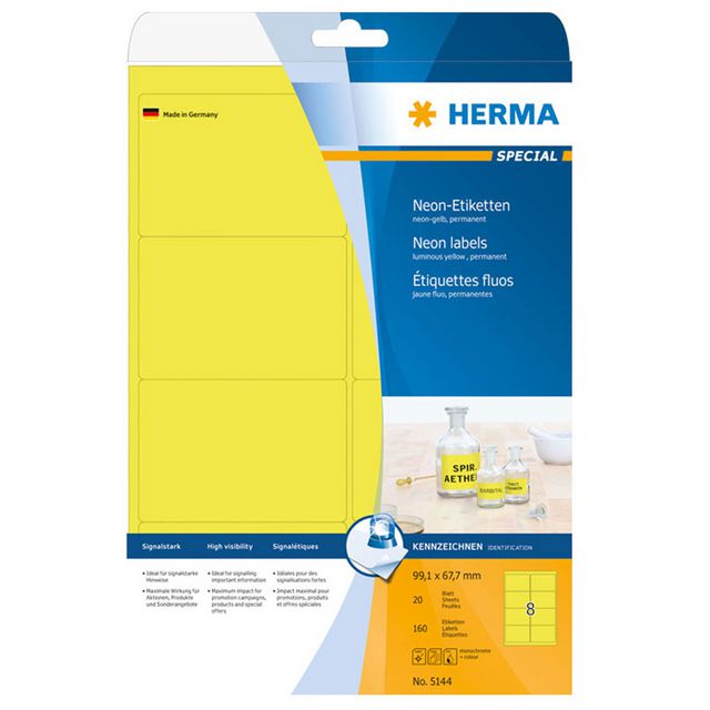 Etikett HERMA 99,1x67,7mm neongul160/fp