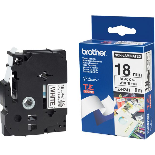 Tape Brother TZEN241 18mm svart på vit