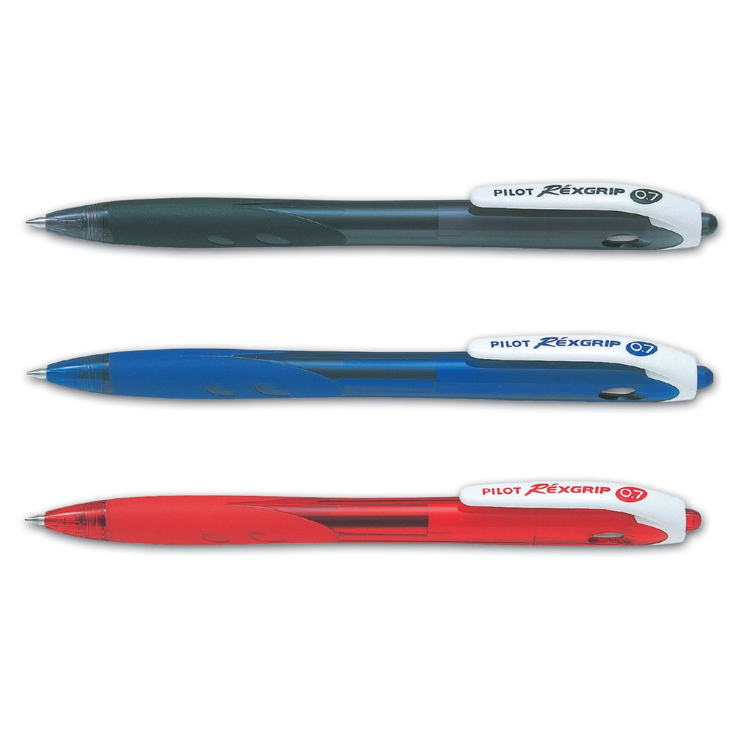 Kulpenna PILOT RexGrip fine 0,7 svart (10 pack)