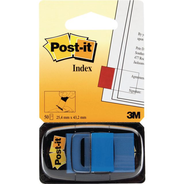 Index Post-It 25,4x43,2mm blå 50/fp (12 pack)
