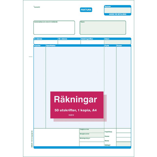 Blankett faktura A4 2x50 blad (5 pack)