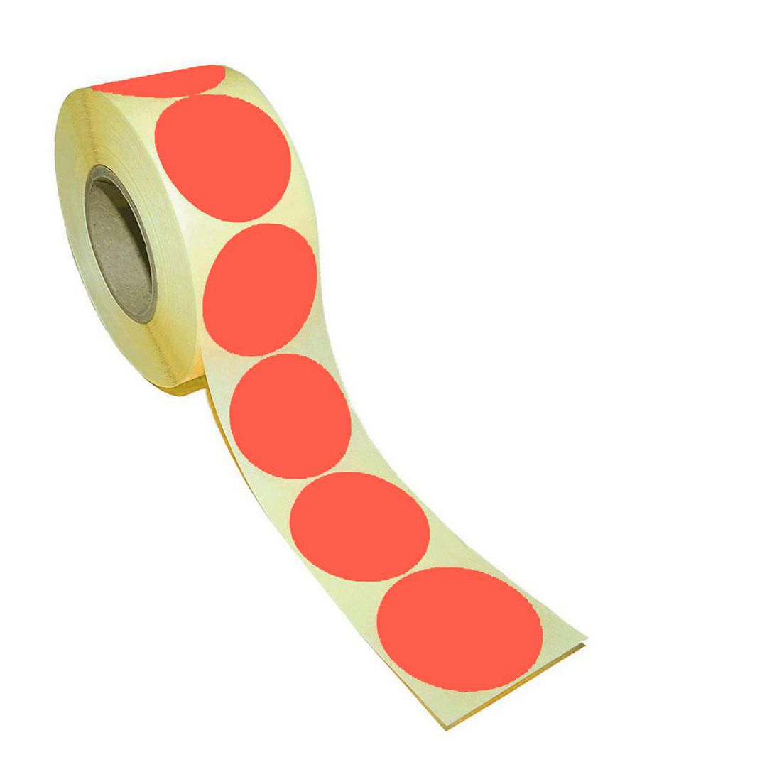 Etikett rund 40mm neonröd 500/fp