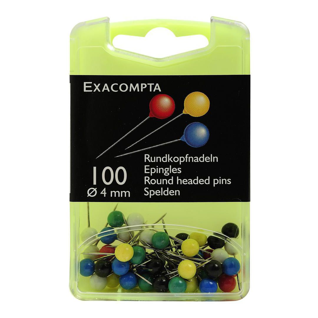 Kartnål Exacompta 4mm sort.färg 100/fp