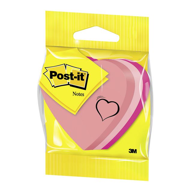 Notes Post-It hjärta 2007H 3 färger (12 pack)