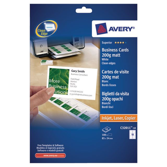 Visitkort AVERY matt, 200g, 85x54mm