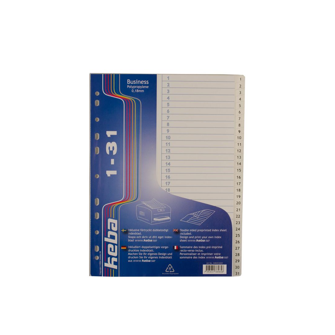 Plastregister Keba A4 PP 1-31