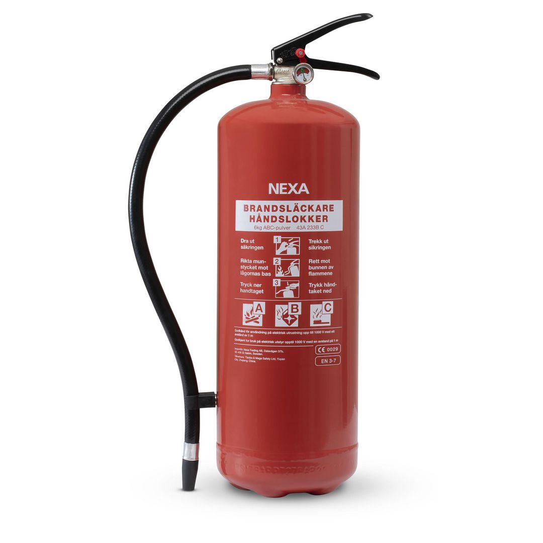 Brandsläckare NEXA 6kg pulver röd 43A