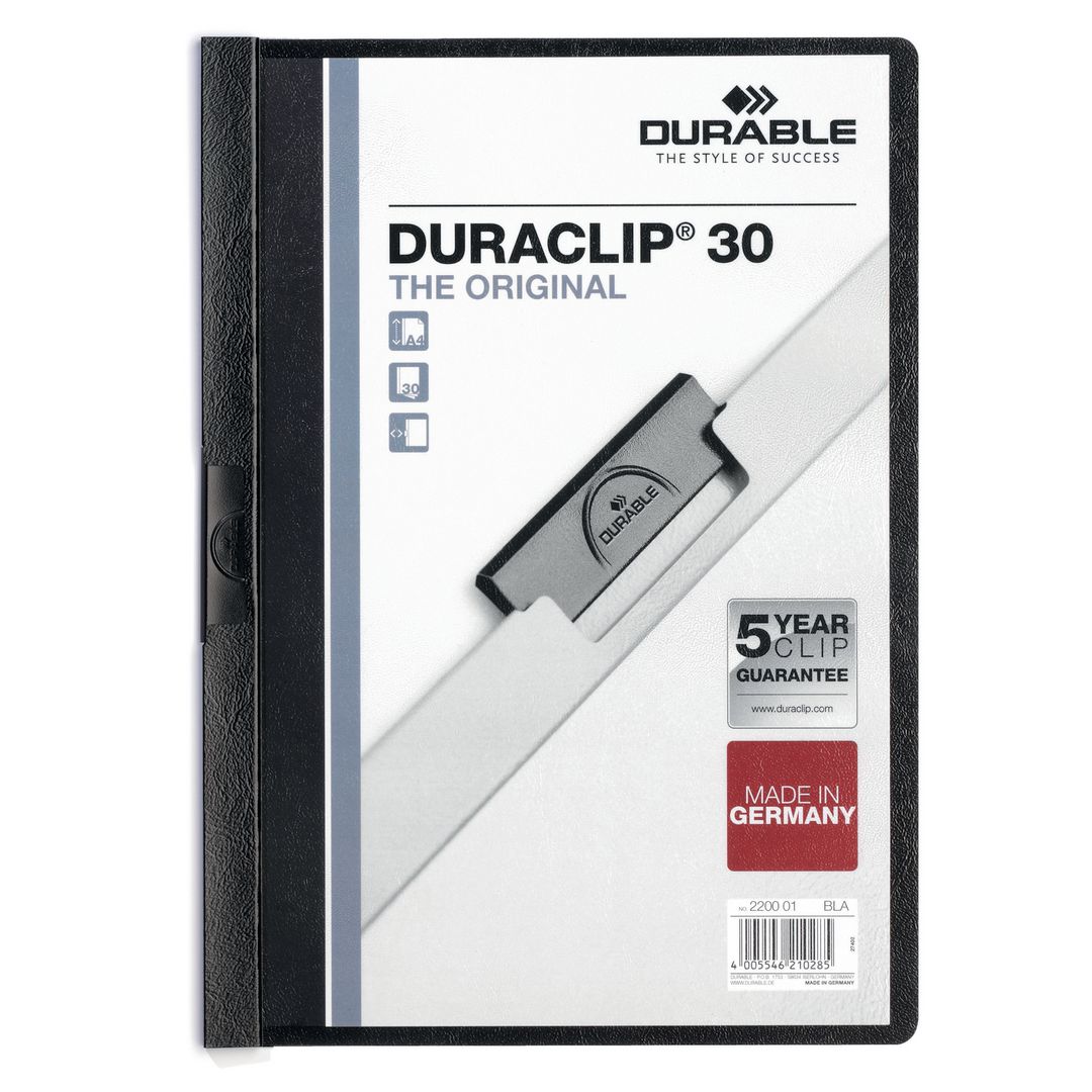 Klämmapp Duraclip 2200 A4 3mm svart (25 pack)