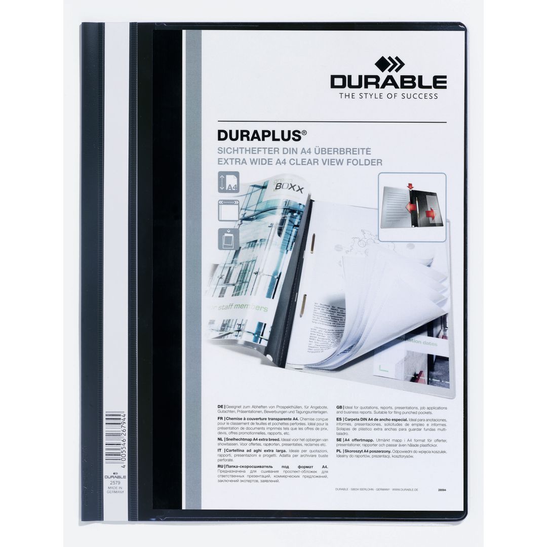 Offertmapp DURAPLUS EU m.ficka A4 svart (25 pack)
