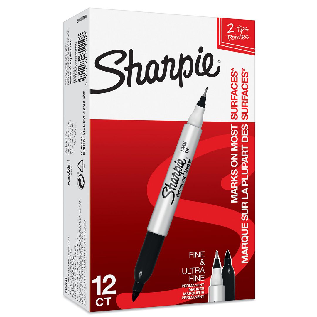 Märkpenna SHARPIE Twin Tip svart 12/fp