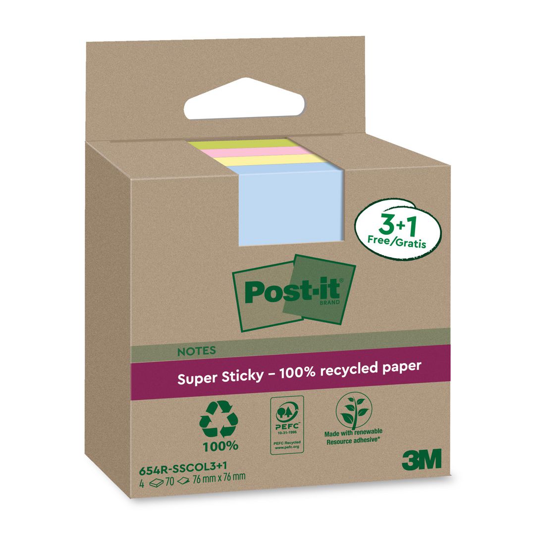 Notes Post-It SS 76x76mm re sort.f 4/fp