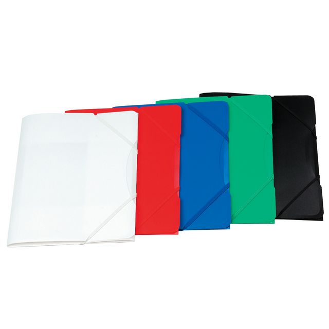 Gummibandsmapp plast 3-klaff A4 vit
