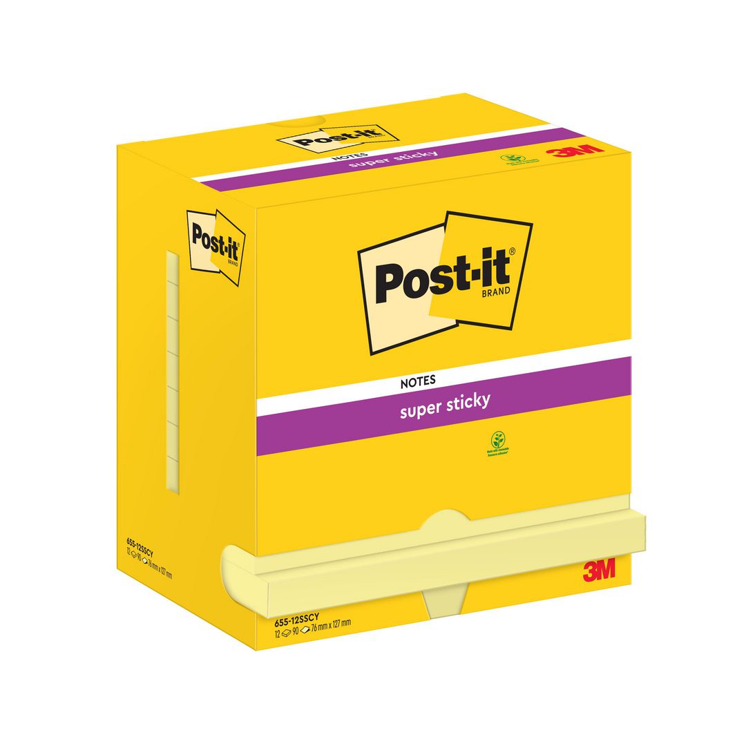 Notes Post-It SS 76x127mm gul (12 pack)