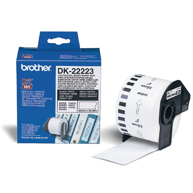 Etikett BROTHER DK22223 50mmx30,48m vit