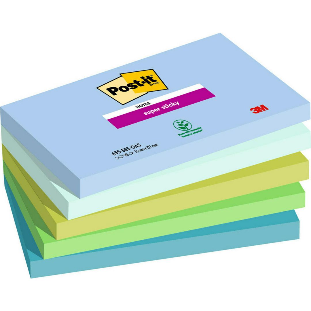 Notes Post-It SS Oasis 76x127mm 5/fp
