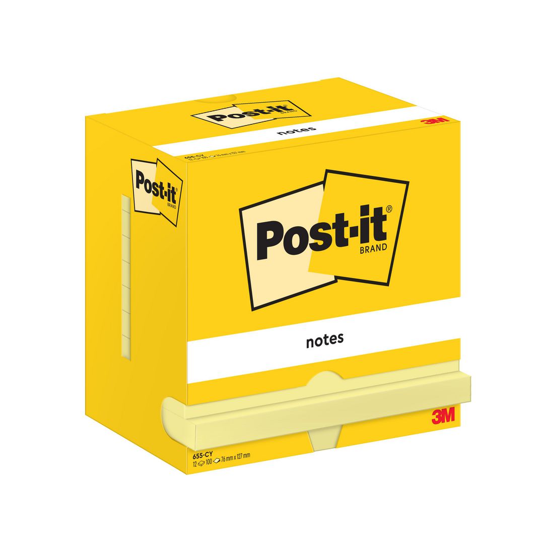 Notes Post-It 76x127mm gul (12 pack)