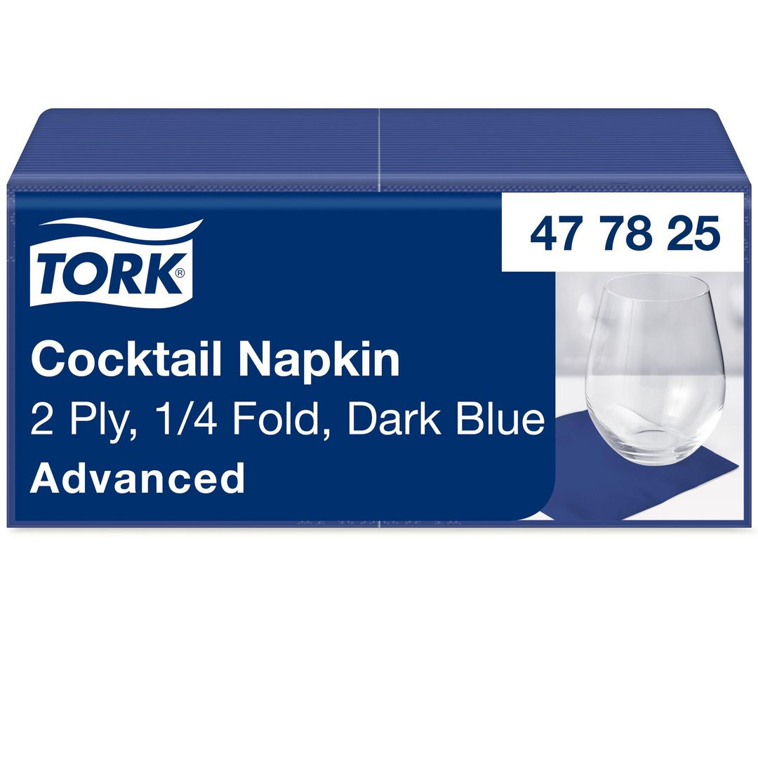 Servett Tork Cocktail 2-lags blå 200/fp
