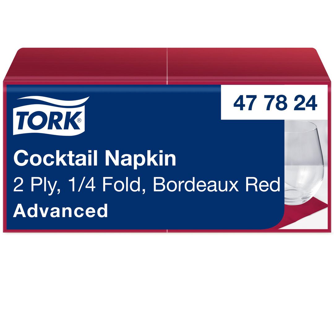 Servett Tork Cocktail 2-lag v.röd 200/fp