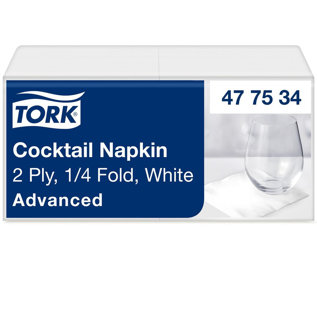Servett Tork Cocktail 2-lags vit 200/fp